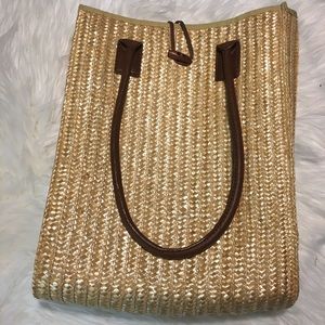 Eddie Bauer wheat straw woven tote